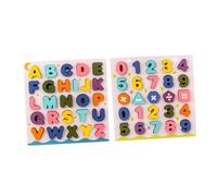 LRXIYODE 2 Sets Wooden Number and Alphabet Educational Jigsaw Puzzles for Montessori Letter and Counting Learning Safe Non-toxic Material for Early Childhood Development and Home Schooling