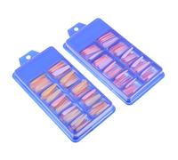 LRXIYODE 200PCS Ballerina False Nails Full Cover Medium Length Press-On Nail Pieces Mixed Blue Jelly and Pink Purple Colors, Female Fake Fingernails Manicure Accessories for DIY Beauty