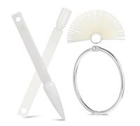 LRXIYODE 200pcs Nail Tips Fan-shaped Nail Display Tips Metal Rings for Practice