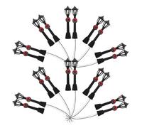 LRXIYODE 20Pcs Miniature Street Lamp Models LED Night Lights for Dollhouse Micro Landscape, 8Cm Black Model Building Lamps with Wreaths, DIY Tiny Scene Decor Accessories
