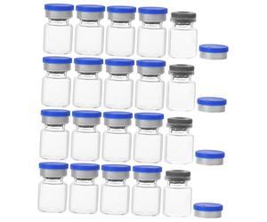 LRXIYODE 20pcs Small Glass Vials with Caps Transparent Storage Bottles Leakproof Sealing for Liquid Medicine Sample Test Tube Use in Pharmacy Chemistry