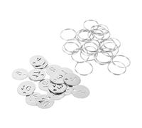 LRXIYODE 20pcs Stainless Steel Metal Tags with Hollow Engraved Design Durable Round Discs for Organized Key Chains Lockers Business and Event Labeling Weather Resistant Identifier Pendants