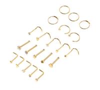LRXIYODE 21 pcs Stainless Steel Nose Rings Mixed Gold Hoops for Women Body Piercing Jewelry Kit for Parties Weddings Birthdays and Everyday Wear