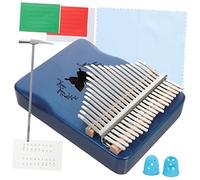 LRXIYODE 21 Tones Thumb Piano Portable Arc Design Blue Full Veneer Solid Wood Boys and Girls Musical Toy Suitable for Beginners