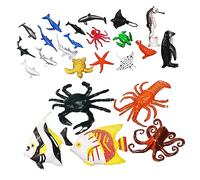 LRXIYODE 24 Pcs Mini Ocean Animals Figures Realistic Plastic Sea Creatures for Educational Play Safe Material Convenient