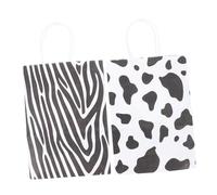 LRXIYODE 24Pcs Black White Zebra Cow Print Paper Bags with Handles Bottom Lightweight Food Packaging for Party Favors Shops Boutique Storage
