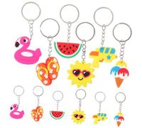 LRXIYODE 24pcs Hawaii Style Key Chain Ornaments with Ice Cream Flamingo Watermelon Designs Cute Beach Party Bag Hanging Decorations for Women Car Keys and Summer Beach Favors