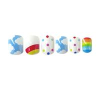 LRXIYODE 24pcs Kids False Nail Stickers Cartoon Plastic Press on Nails Easy to Apply Decorative Sticker for Girls at Home or Holiday Events