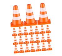 LRXIYODE 24pcs Mini Traffic Cones for Boys and Girls Orange Construction Barriers and Road Signs Learning Toys for Understanding Traffic Rules and Safety for Family Interaction and