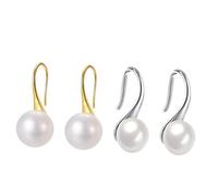 LRXIYODE 2Pairs Classic Pearl Drop Earrings for Women Elegant Dangler Jewelry Simple and Stylish Ear Ornaments and Accessory Outfit