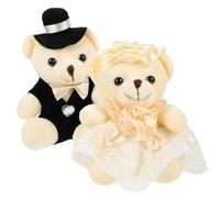 LRXIYODE 2Pcs Adorable Wedding Bear Ornament Stuffed Bear Dolls with Lace Skirt Wedding Present for Families Great for Celebrations and Parties