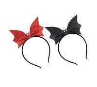 LRXIYODE 2pcs Bat Headband Cosplay Halloween Hair Hoop Bat Ear Headband Party Scary Accessory Glitter LED Hairband Accessories Fabric