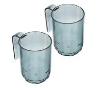 LRXIYODE 2pcs Bathroom Tumbler Cups Blue Reusable Plastic Drinkware Mouthwash and Toothbrush Holders Minimalist Luxury Design for Family Washroom Use