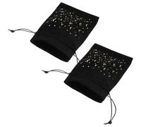 LRXIYODE 2pcs Black Velvet Tarot Card Storage Pouch with Drawstring, Luxury Foil Star Moon Print Jewelry Organizer Bags for Tarot Decks and Wrapping