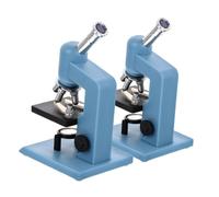 LRXIYODE 2pcs Blue Miniature Microscope DIY Dollhouse Science Kit Portable Handheld Micro Lab Tool for Detailed Magnification and Interactive Learning for Dollhouse Accessories and Micro