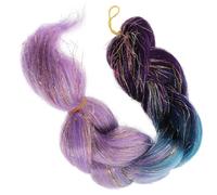 LRXIYODE 2pcs Braided Ponytail Extension for Lightweight Synthetic Hair Piece with Gradient Gold Silver Strands Long Braiding Wig for Women Cosplay Stage Fashion Accessories