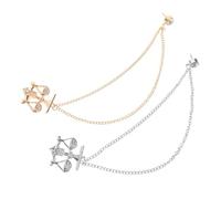 LRXIYODE 2pcs Brooch Pin Men’s Brooch Hanging Chain Alloy Tasseled Chain Balanced Scales Design Lasting Shine for Men Professional and Leisure Settings