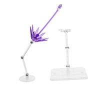 LRXIYODE 2pcs Clear Plastic Action Figure Holders with Purple Energy Effect Stands for Model Display Dynamic Visual Special Effects Base for Figurines and Collectibles