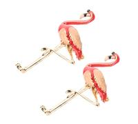 LRXIYODE 2pcs Creative Flamingo Brooch Alloy Clips Dress Clothes Brooch Pin Breastpin for Women Girls Party