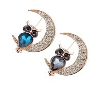 LRXIYODE 2pcs Creative Owl Shaped Brooch Pin for Women Colorful Oil Drop Design with Rhinestone Accents Lightweight Alloy Clothes Decoration for Party Banquet Daily Wear Blue Grey