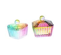 LRXIYODE 2Pcs Crystal Manicure Cups with Lids Iridescent Glass Mixing Containers for Nail Art Liquid and Powder Practical Nail Polish Accessory for Professional and Home Use