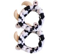 LRXIYODE 2pcs Cute Cow Pattern Face Wash Headbands, Soft Cloth Makeup Headband, Lovely Horn Shaped Design, for Jogging and Daily Use