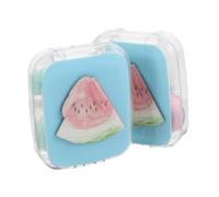 LRXIYODE 2Pcs Cute Watermelon Case Portable Outdoor Travel Storage Box with Applicator Tool Tweezer for Daily Use Leakproof Creative Design Body