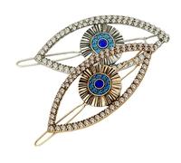 LRXIYODE 2pcs Devil's Eye Barrettes Shaped Rhinestone Hair Clip Rhinestones Hairpins Barrettes for Evil Eye Hair Clips U Ladies Women Alloy