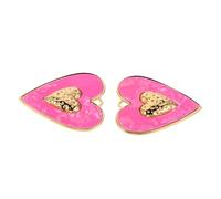 LRXIYODE 2pcs DIY Necklace Pendant Stainless Steel Love Heart Charm Big Heart Necklace DIY Jewelry Rosy