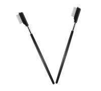 LRXIYODE 2pcs Eyelash Comb Brush with Straight Handle Steel Needle for Precise Lash Separation and Alignment Fine Teeth Protection Tool for Salon and Home Beauty Supply