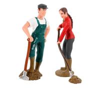 LRXIYODE 2pcs Farmworker Model Figures Miniature Farmer Woman and Man Simulation Sand Table Accessories for Home Office Decor and Educational Play