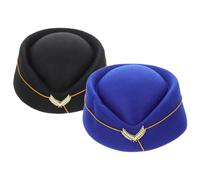 LRXIYODE 2pcs Flight Attendant Hat Cosplay Stewardess Cap for Women Elegant Uniform Accessories Black Blue for Performances and Costume Parties