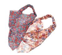 LRXIYODE 2pcs Floral Satin Hair Scarves Elastic Bandana Head Kerchief for Women, Soft Triangle Headband for Hair Styling and Everyday Wear