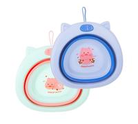 LRXIYODE 2pcs Foldable Wash Basin Portable Face Bathtub with Hanging Strap Thickened Cartoon Design for Newborns and Space-Saving and Washbasin for Home and Travel