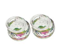 LRXIYODE 2pcs Glass Crystal Nail Art Cups Lids for Liquid Powder Container for Nail Manicure