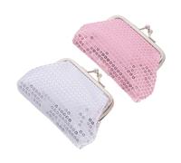 LRXIYODE 2pcs Glitter Sequin Coin Purse Small Sparkly Wallets for Easy Open Closure Compact Lightweight Change Pouches for Gift
