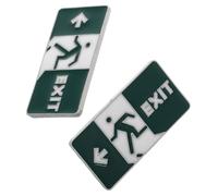 LRXIYODE 2pcs Glow in The Dark Enamel Brooch Pins Cute Mini Exit Sign Lapel Pins for Backpacks and Clothing for Women