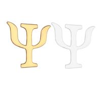 LRXIYODE 2pcs Greek Alphabet Brooch Pin Vintage Psychology Symbol Lapel Pins for Women Fashion Accessories Gold Silver Alloy Letter Brooches for Clothing and Bags Versatile Decoration for