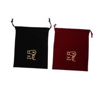 LRXIYODE 2pcs Hair Dryer Drawstring Storage Bags 230x270mm Velvet Fabric Travel Organizer Pouches for Home and Guest Room Hairdryer Protection Black and Dark Red