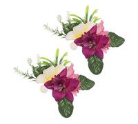 LRXIYODE 2pcs Hawaiian Plumeria and Orchid Flower Hair Clips Lightweight Floral Hairpins for Women Cultural Fusion Accessory for Hanfu Cheongsam Vacation Party Hairstyles