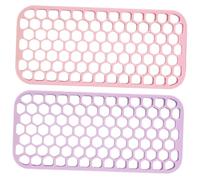 LRXIYODE 2Pcs Heat Resistant Silicone Hair Tool Holder Mat Pads Non-Slip Curling Iron Flat Iron Protection for Hair Straightener Travel Use Small Pink Purple