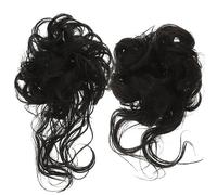 LRXIYODE 2pcs High Temperature Silk Messy Bun Hair Pieces Curly Fake Hair Extensions with Elastic Band for Women Natural Volume Updo Chignon