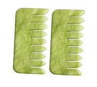 LRXIYODE 2Pcs Jade Massage Combs Natural Skin Care Tool for Scalp Massage and Gua Sha Lightweight Portable Hairbrush for Improved Blood Flow and Relaxation Green