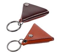 LRXIYODE 2pcs Leather Guitar Picks Case with Keychain Durable Plectrum Holder for Easy Storage and Portable Design for Guitarists and Musicians Brown and Orange