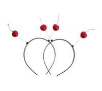 LRXIYODE 2pcs Lightweight Cherry Simulation Fruit Headbands with Resilient Spring Structure, Plastic and Foam Material, for Spa Use and Face Wash, Cute Kawaii Hair Accessories