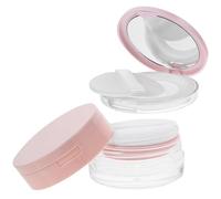 LRXIYODE 2Pcs Loose Powder Containers with Mirror and Elastic Net, Mini Empty Cushion Compact Cases for Travel Makeup Storage, 20G Flip-Top and 3G Ultra-Thin Coral Powder Dispensers with