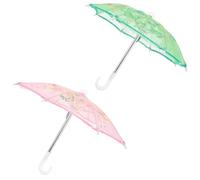 LRXIYODE 2Pcs Lovely Mini Doll Umbrellas for Mini House Decor Realistic Simulated Design Delicate Craft Accessories in Pink and Green for Dollhouses and Miniature Displays