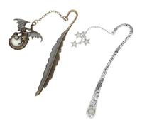 LRXIYODE 2pcs Luminous Iron Bookmark, Glow the Dark Metal Page Marker, Hook-Shaped Flying Dragon Star Design, Vintage Decorative Reading Accessory for Book Lovers, Office and Travel