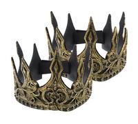LRXIYODE 2pcs Medieval Kings Crown Headband PU Soft Foam Royal Headdress for Men Cosplay Halloween Party Costume Accessories