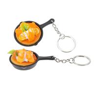 LRXIYODE 2pcs Mini Frying Pan Keychain Pendant Set Decorative Pvc Food Model Key Chain with Design for Keychain Decor and Backpack Hanging Accessories Assorted Style Assorted style